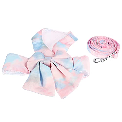 Sosoport Cat Chest Harness and Leash Bowknot Vest Leash Kit Easy to Use for Cat Walking and Jogging
