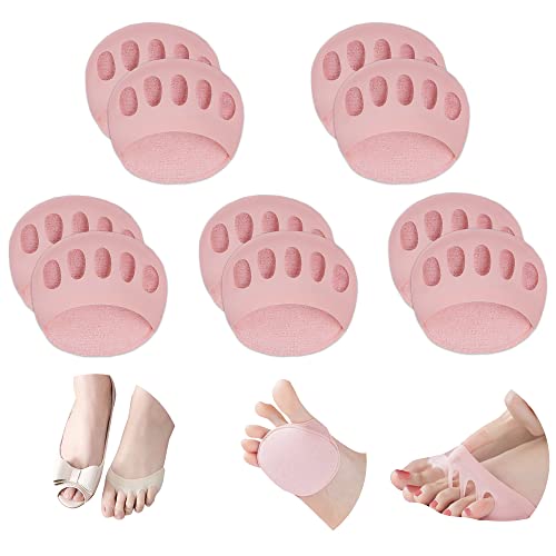 Image of Ball of Foot Cushions Honeycomb Fabric Metatarsal Pads Invisible Socks Pads for Women and Men Reusable Forefoot Pads (5 Pairs-Pink)