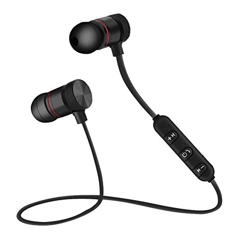 Portable Bluetooth Headphones, Bewinner Wireless Earphone Built-in Magnets Sports Headphone With Soft Rubber Earbuds Magnet Bluetooth Earphone for phones(Black) Cover