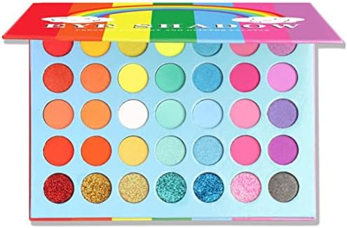 Mysense 35 Colors Rainbow Eyeshadow Palette with Matte Shimmer Glitter Eye Shadow Pallets, Colorful Pastel Makeup Eyeshadow Palette, High Pigmentation Waterproof Long Lasting Eye Makeup