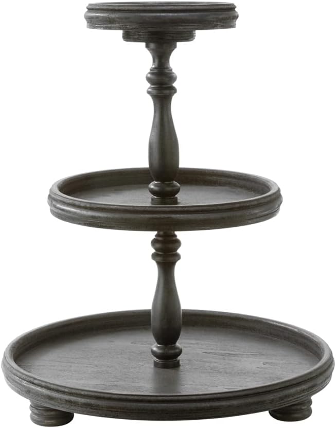 TRIPAR 22.25 Inch Black Wood Cupcake Stand 3 Tiered Tray Stand 3 Tier Serving Tray Rustic Wooden for Dessert Table Display Farmhouse Decor