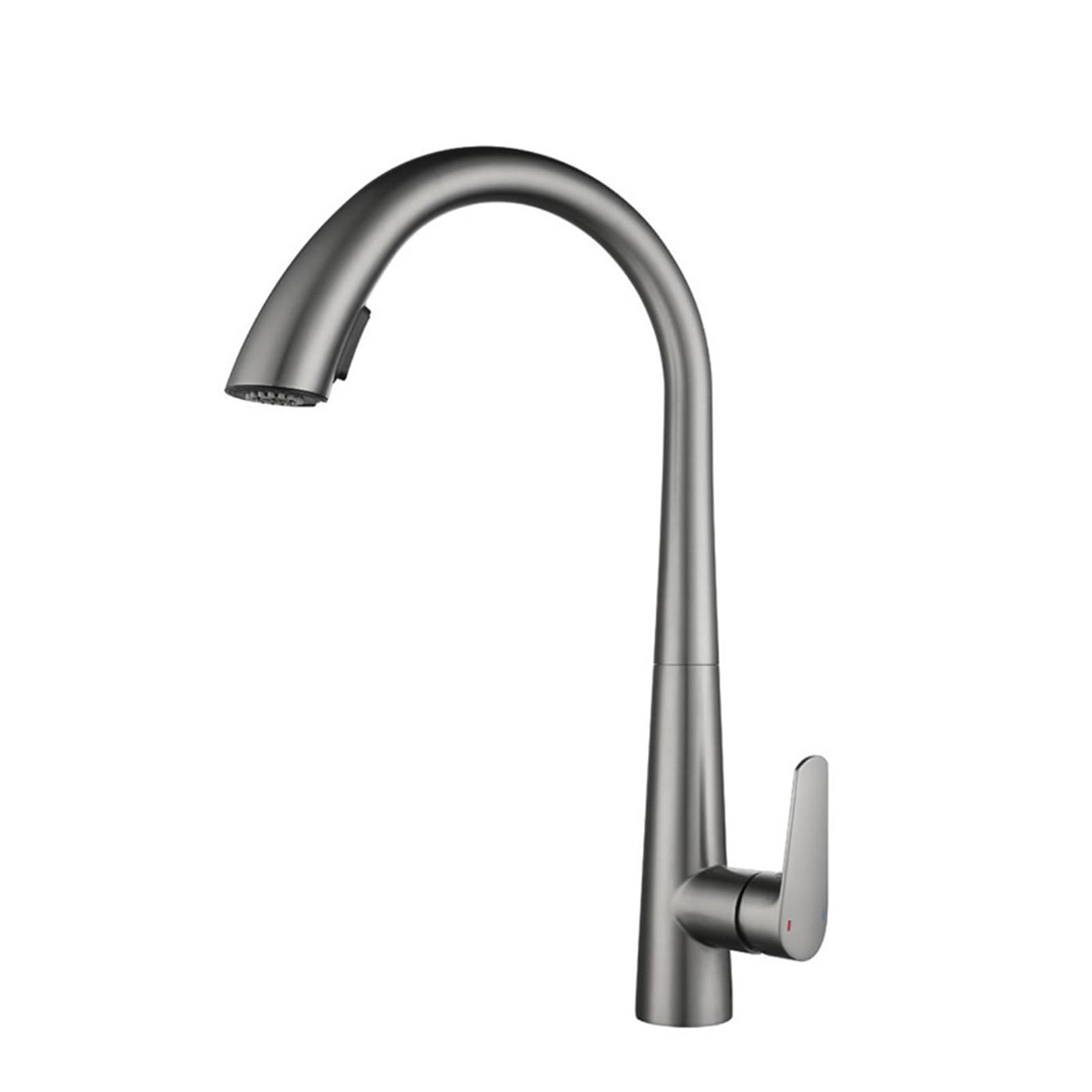 Robinet de cuisine inox gris pistolet idéal pour évier moderne 60cm