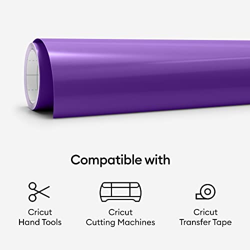 Image of Cricut Premium Permanent Vinyl Roll (12 in x 15 ft), Weather-Resistant, Dishwasher-Safe & Fade-Proof, Compatible with Cricut Cutting Machines, Create Signs, Labels, & Personalize DIY Projects, Purple