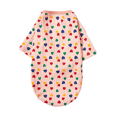 Tikwek Cute Pet Dog Sweater Soft Cotton Shirt Winter Clothes Puppy Sweater Coat for Small Dogs Kitten Cat Girl(Pink S)