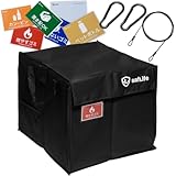 safLife カラスよけ 折りたたみ式ゴミ収集ボックス 自立構造 プライバシー保護 125L 戸別回収 置き配対応 固定用ワイヤー付き サインカード付き (ブラック 125L)