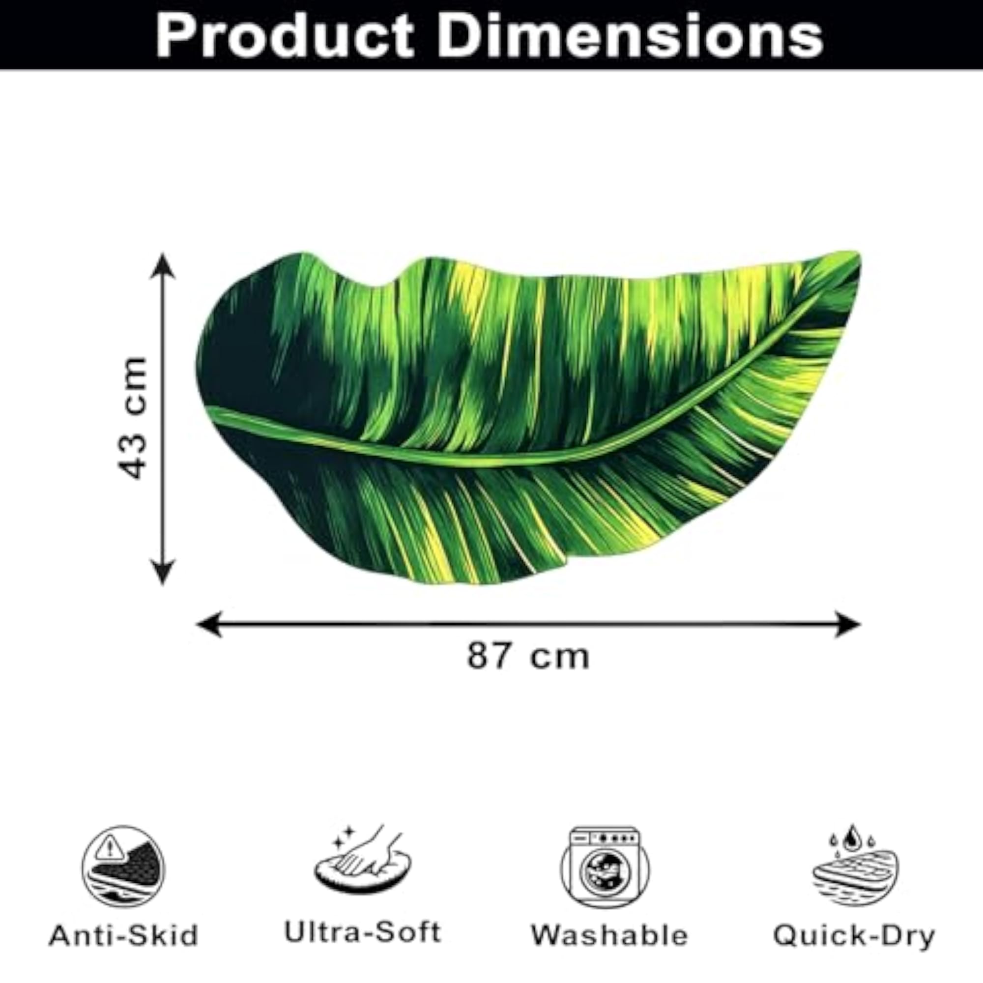 3D Leaf Shaped Super Soft Bath Mat, Green