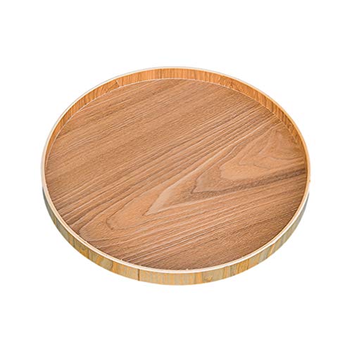 HEMOTON 木製トレイラウンド日本サービング皿ラウンドデザートフルーツ皿スナックプレートプラッタ家庭用キッチンホテル客室 (27センチメートル)