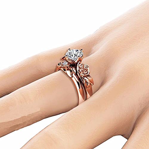 925 Sterling Silver Fashion 14k Rose Gold Square Zirconia Promise Ring Women's Engagement Ring Oval Cut Bridal Ring Set Rose Ring3