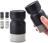 HOME EC Glass Salt and Pepper Shakers Set with Adjustable Pour Holes - Stainless Steel Salt Shaker a