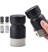 HOME EC Glass Salt and Pepper Shakers Set with Adjustable Pour Holes - Stainless Steel Salt Shake...