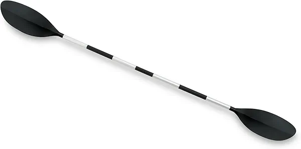 Intex 69629E 86" Kayak Paddle: Ribbed Spoon Shaped Blades – Durable Lightweight Aluminum Shaft – Comfortable Grips – 3-Position Feather Adjustability – TUV RL Approved