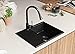 Produktbild Granitspüle mit Siphon Mailand Einbauspüle Spülbecken Schwarz Küchenspüle Unterschrank Küche ab 45cm Spüle aus Granit mit Ablaufgarnitur Drehexcenter und Überlauf von Primagran