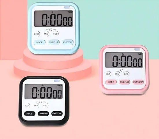Digital Multi-Function Timer Clock with Large LCD Display, Loud Alarm, Retractable Stand, Stopwatch Stand Hanging Hole, Countdown Flashing Light, Dual-Purpose Time Management Clock-image-2