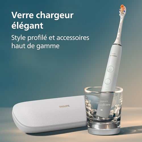 Philips Sonicare DiamondClean Smart 9400 - Brosse à dents électrique avec application, capteur de pression, détection de la tête de brosse, blanc, modèle HX9917/88