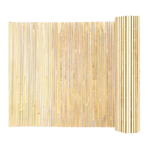 Landgarden Natural Bamboo Slat Screening, Eco-Friendly Privacy Slat Fence, Bamboo Screen Panel Roll for Balcony or as Wind and Sight Protection