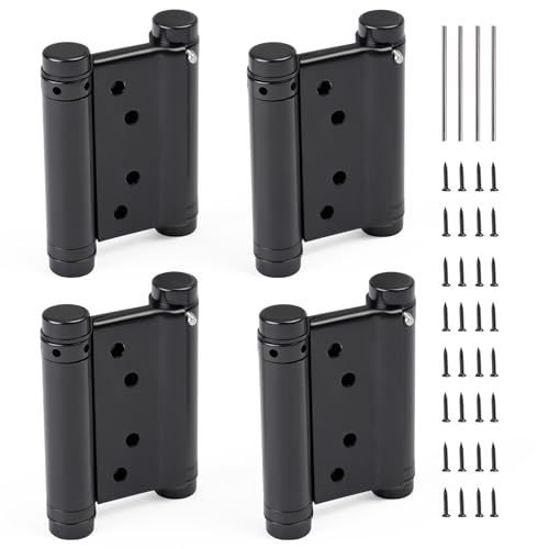 3 Double Action Spring Hinges Self Closing Door Hinges for Saloon Cafe Pub Swinging Doors 201 Stainless Steel Including Pins and Screws 4-Pack
