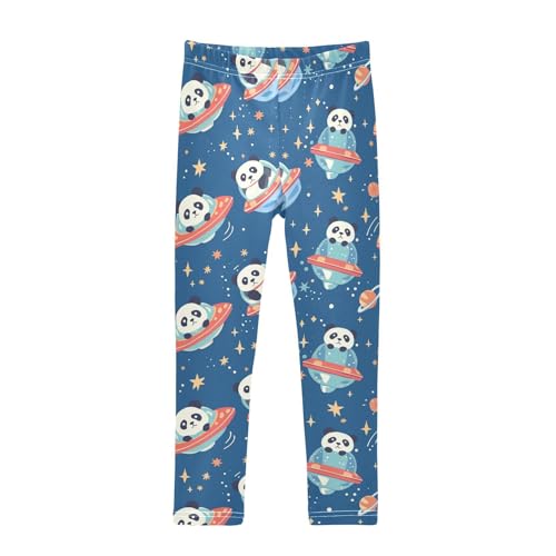 Cartoon Panda Space Girls' Leggings Toddler Doodles Starry Sky Kids Yoga Pants Dance Active Tights 4T