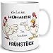 TRIOSK Tasse mit Spruch lustig Ich liebe Hühner Frühstück Oster Eier Huhn Geschenk für Landwirt Männer Frauen Bauern Hühnerliebhaber Ostern