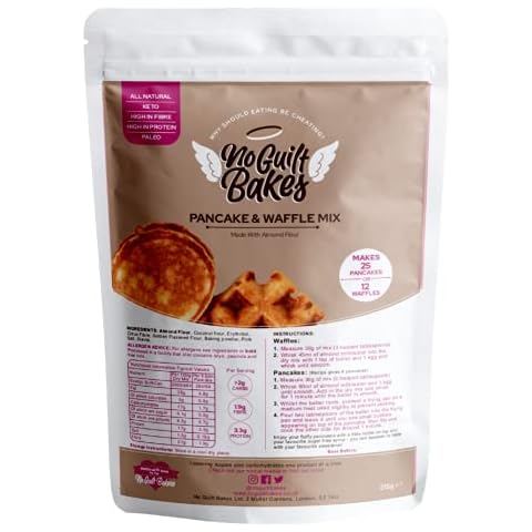 No Guilt Bakes Pancake & Waffle Mix - Low Carb, Keto Friendly & Gluten Free - Great for Sweet or Savoury American Style Pancakes - No Added Sugar, Diabetic Friendly, High Protein & Fibre, 215g Pouch Cover