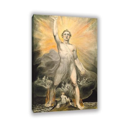 MYCGGDGH Ángel de la revelación Cuadro en Lienzo de William Blake lienzos pintores famosos Decoración Clásica para Paredes de Sala Dormitorio y Estudio 60x40cm(24x16in) Marco