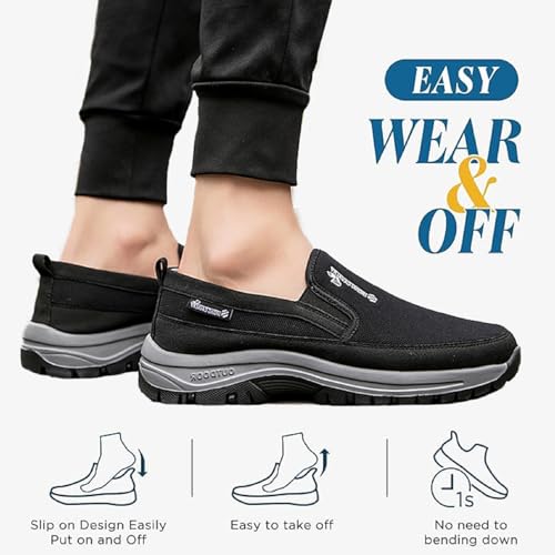 Tongzone Men's Slip On Walking Shoes Mesh Lightweight Casual Work Loafer Sneakers3