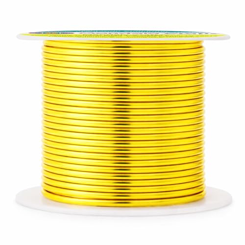 Image of Mandala Crafts 14 Gauge Anodized Aluminum Craft Wire for Jewelry Making - 60 FT Colored Flexible Light Gold Tone Wire - Bendable for Bonsai Armature Crafting Sculpting