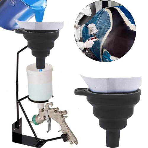 AOMiGT Lacksiebe, Lacksiebe Lackfilter, 50 Stück Lackierzubehör, Nylon konisches Papier Filter, Filtern Farbe, Resin Filter mit Faltbarem Silikon Trichter, für Autolack Lacksieb Farbsiebe