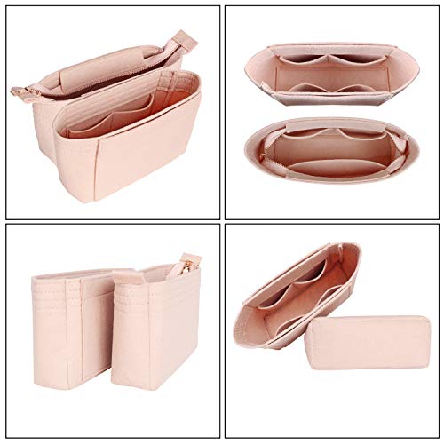 Vancore Felt Mini Handbag Organizer Insert, 2 Pieces Tidy Purse Organizer For Tote Insert Liner Bag In Bag Organizer, Pink #TOP1