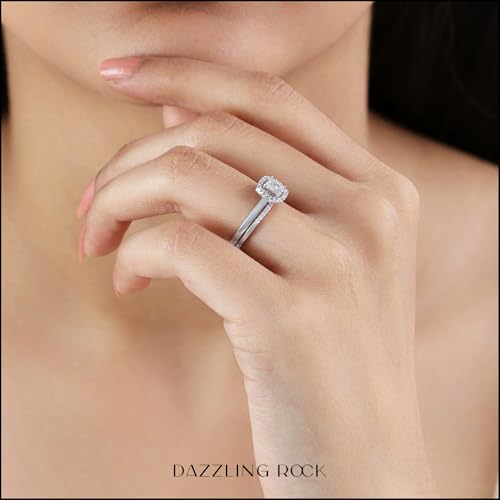 Dazzlingrock Collection 0.30 Carat Round White Diamond Square Cluster Wedding Ring Set for Her in 10K Solid Gold2