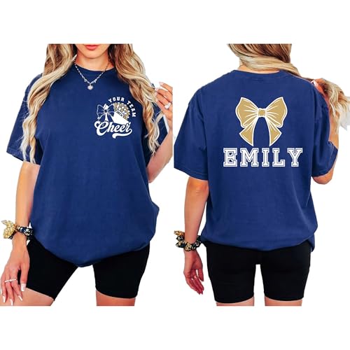 TRENDFACE Custom Cheerleader T-Shirt - Cheer Girl Tee - Cute Cheerleading Shirt - Gift for Cheer Squad - Cheer Practice & Competition Sweater Multi2