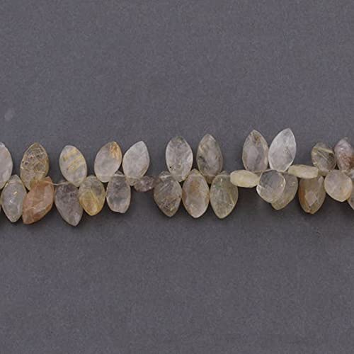 Golden Rutile Faceted Briolettes - Marquise Shape Beads 17mm-20mm LKBEADS