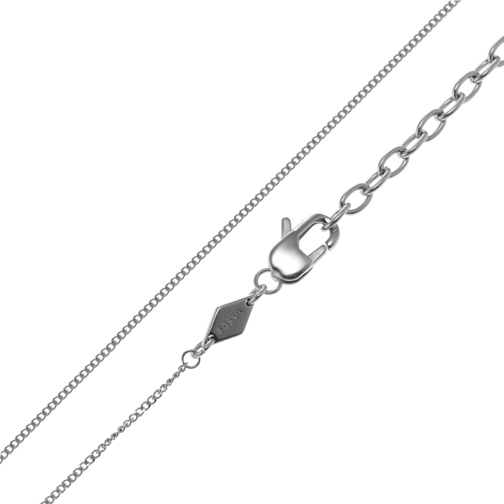 Fossil Herrenhalskette aus Edelstahl mit Karabinerverschluss Dog tag, Silber und Schwarz