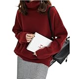 Pullover Damenbekleidung High-Hals-Kaschmir-Pullover Frauen verdickter Pullover lose Absicherung faul Strick-Basis-Pullover (Color : 5, Size : S)