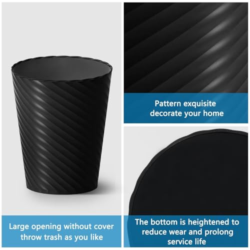 Image of Lysam Bathroom Trash Can, 3 Pack 1.8 Gallons Small Trash Can with Trash Bags, Bathroom Garbage Can, Plastic Trash Bin, Round Waste Basket for Bedroom, Office, Kitchen, Room, Compact Space (Black)