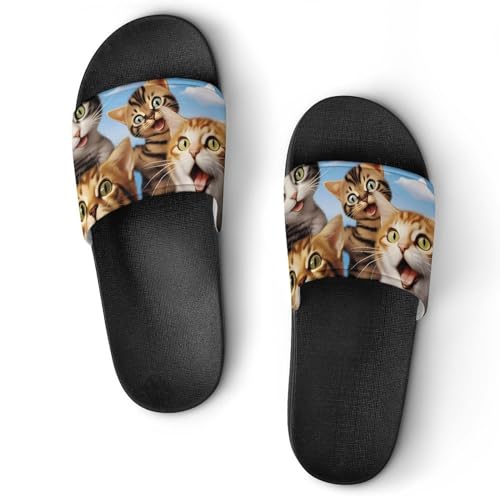 Cute Cats Butterfly Non Slip Slides Sandals for Women Men Quick Drying Shower Shoes for Bathroom Pool Beach