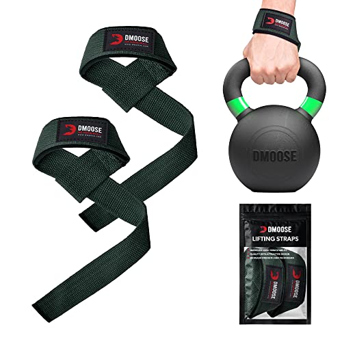 DMoose Lifting Straps, 24 inch (Pair) Wrist Straps for Weightlifting, Deadlift, Powerlifting, Bodybuilding Gym Workout, Neoprene Padded Support Cotton Straps for Max Hand Grip Strength Training