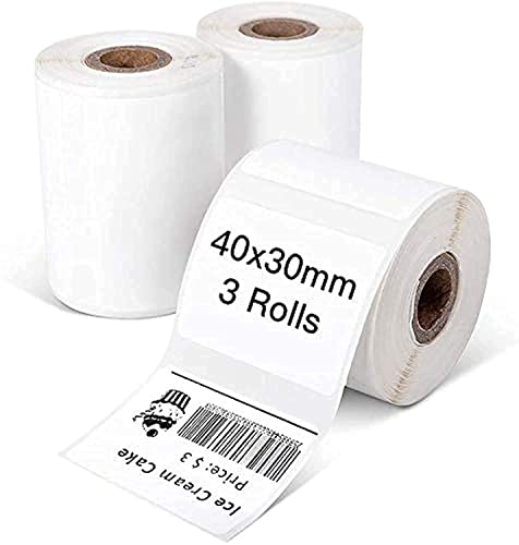 Phomemo 3 rollos M110 Etiquetas Autoadhesiva,1.57 'x1.18' (40x30mm),230 etiquetas/rollo,Etiqueta térmicas adecuada para Phomemo M110 M120 M220 M221 M108 M102 M100 M150 M250 M260 Etiquetadora