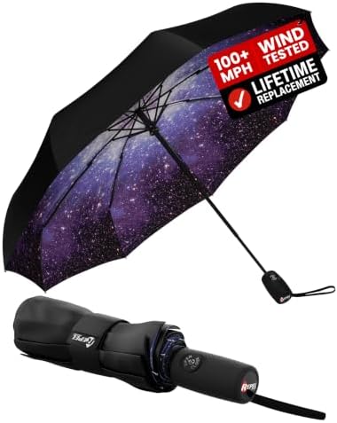 Repel Golf Umbrella with Triple Layered Reinforced Fiberglass Ribs Adorned in Red Paint, 60" Vented Double Canopy with Teflon Coating, Auto Open