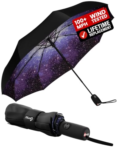 Repel Windproof Travel Umbrella - Compact & Withstands Winds up to 100MPH, Strongest Premium Auto Folding Umbrella for Rain and Sun - Durable, Light & Portable for Women & Men, Fits Backpack & Cars