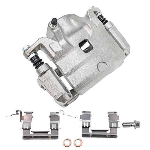 Image of Detroit Axle - Front Brake Kit for 2007-2010 Nissan Altima Drilled & Slotted Brake Rotors Brake Calipers w /Brackets Ceramic Brakes Pads 2008 2009 Replacement [11.65 inch Rotors]
