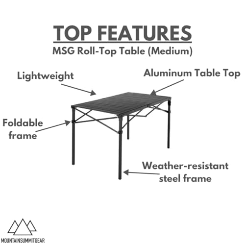 MOUNTAIN SUMMIT GEAR Heavy-Duty Roll-Top Table for Camping - Portable Aluminum-Top Folding Table with Steel Frame by Caddis Sports (Medium) by MOUNTAIN SUMMIT GEAR - Image 3