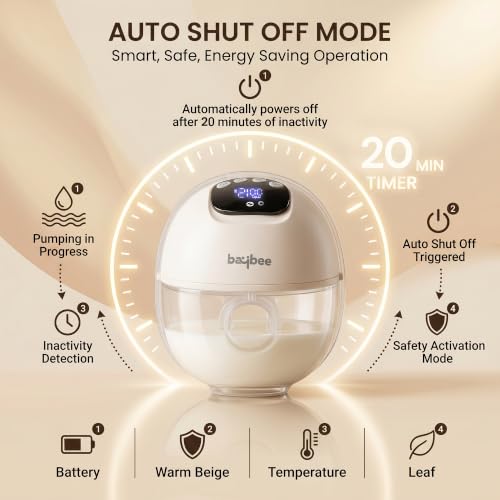 Image of Baybee Elora Pro Breast Pump Electrical Machine for Mothers | Ultra-Quiet BPA-Free Breast Milk Pump with 4 Modes (Massage, Expression, Lactation, Auto) | 12 Suction Levels | Electric Wearable Breast Pump with 180ml Capacity & USB-C Fast Charging | Smart Auto Stop Safety Function (20-Min Auto Shut-Off)