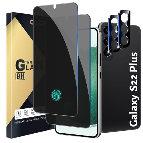 Image of [2+2 Pack] Privacy Screen Protector Compatible with Galaxy S22 Plus 5G, 2 Tempered Glass with 2 Camera Lens Protectors, HD-Clear, Bubble-Free, Anti-Spy, Scratch-Resistant