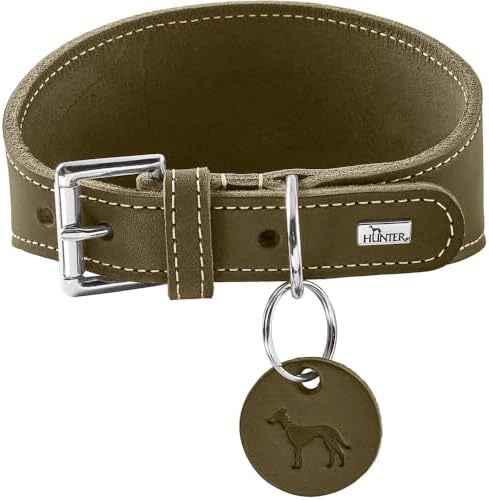 HUNTER Aalborg Greyhound Collar Olive Colour Strong Soft Leather ...
