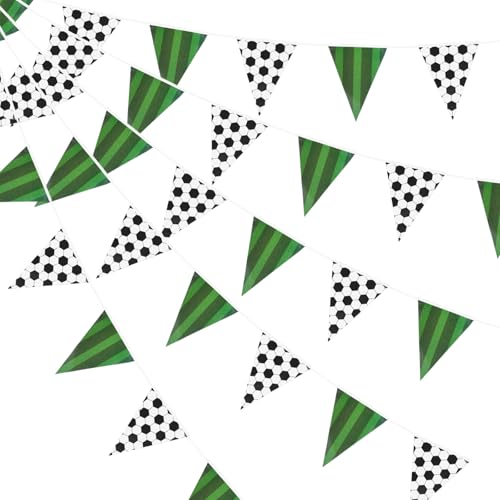 33 Ft Soccer Party Decorations Pennant Banner, Soccer Birthday Banner Pennant Flag Sports Decorations for Fans Outdoor Indoor Home Sports Birthday Party Hanging Decorations Supplies