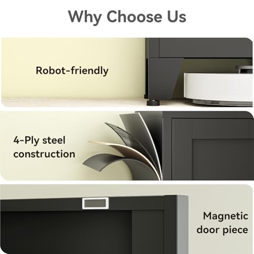 Image of 67 inch Tall Storage Cabinet with Reversible Doors and Adjustable Shelves,Metal Slim Freestanding Cabinet for Bathroom Kitchen Garage Small Spaces,Black,1 Pack