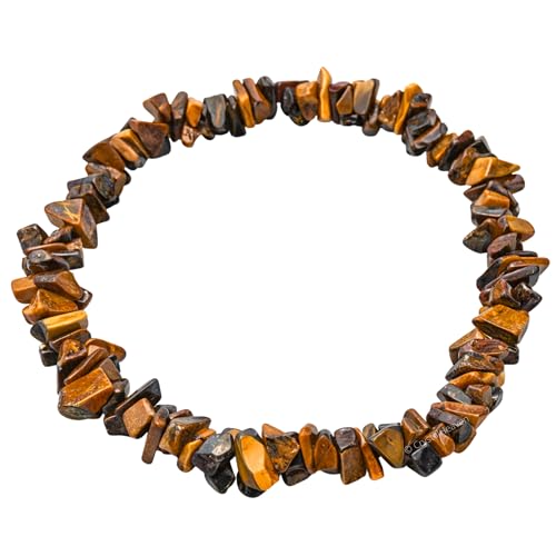 Image of Certified Tiger Eye Bracelet for Women Men with Healing Crystal and Reiki Stone - Beautiful Gemstone Beaded Bracelet for Balance, Harmony & Positive Energy (Chips Stone Beads)