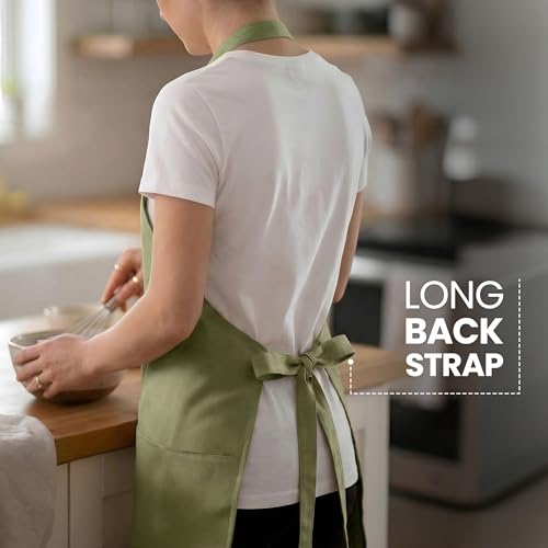 Image of Yellow Weaves Cotton Canvas Printed Kitchen Apron with Large Pockets, Cooking Apron for Men & Women, Durable Chef Apron for Cooking, Barista, Restaurant, Cafe Kitchen Apron