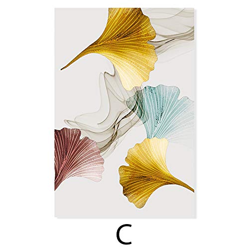 Tableau feuilles or rose pour salon élégant et décoration murale triptyque - 4