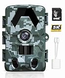 Krututy Trail Camera - 5K 60MP Game Camera with 130°Wide-Angle, 0.05s Trigger Motion Activated, IP66 Waterproof Night Vision with No Glow Infrared LEDs for Wildlife Hunting Camera.
